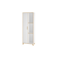 Manhattan Comfort 130AMC160 Minetta 8-Shelf Mid Century China Storage Closet in White 